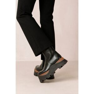 Alohas Sapphire Nutty Leather Platform Boots Black Brown Size 39 Chunky Sole